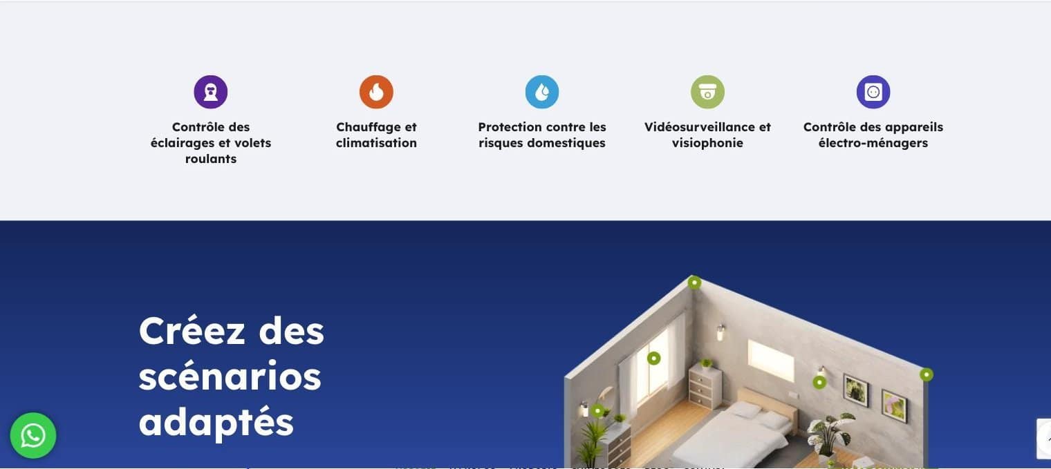 MaDomotique smart home features and scenarios section