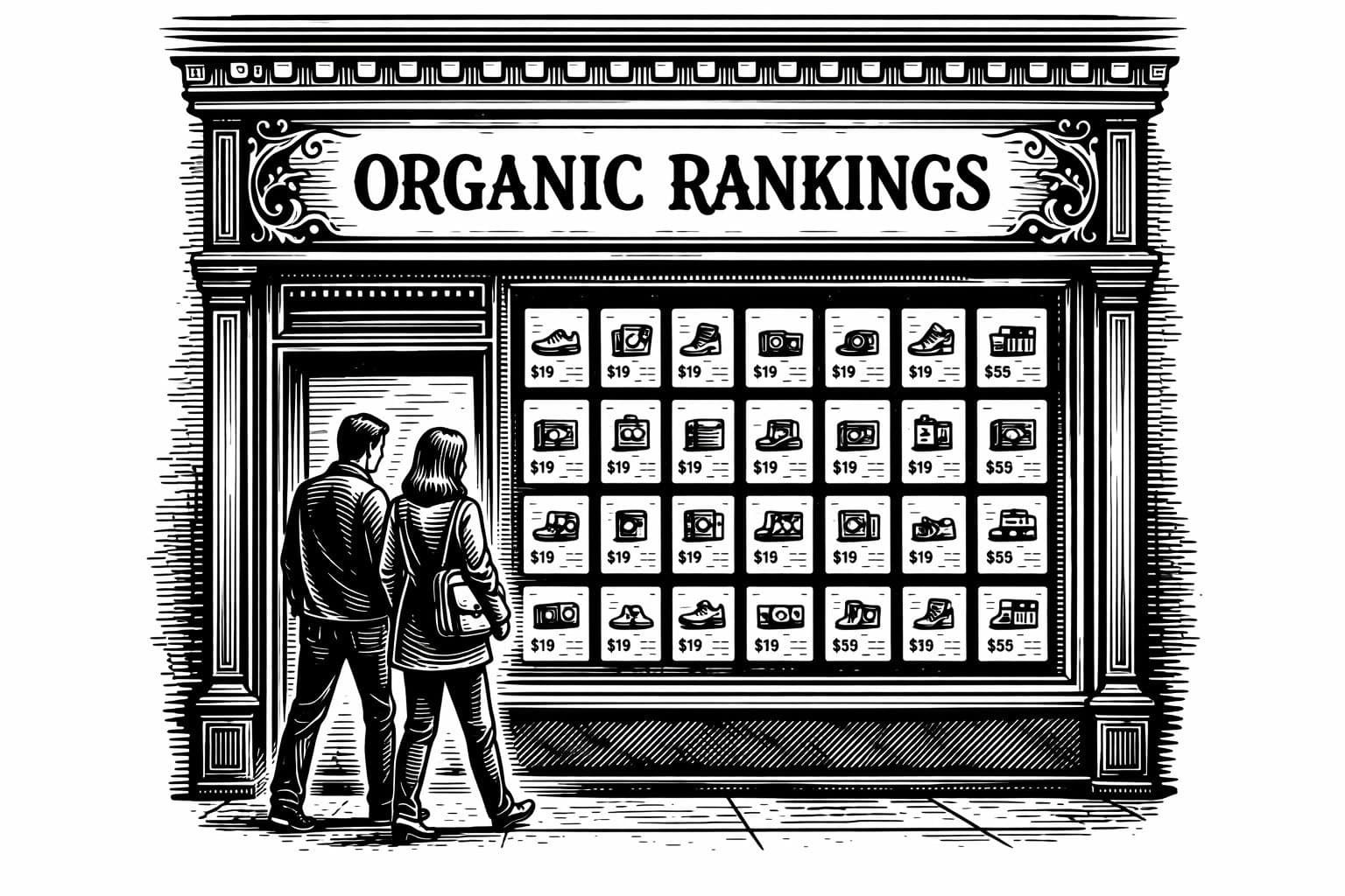 Ranking No. 1 means less when 96% of SERPs show product grids above the blue links. (Image Credit: Kevin Indig)