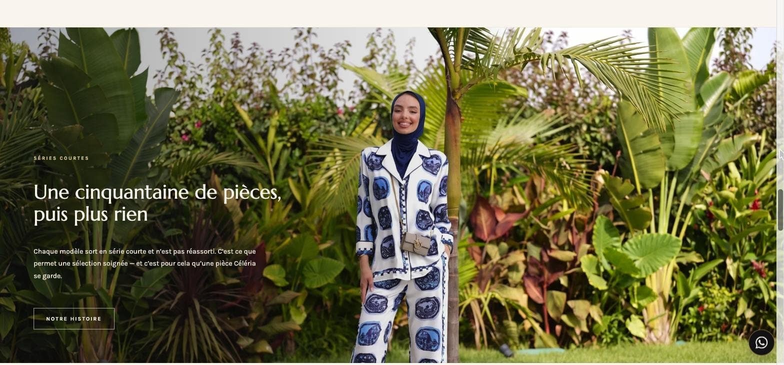Céléria homepage banner presenting limited series of modest fashion