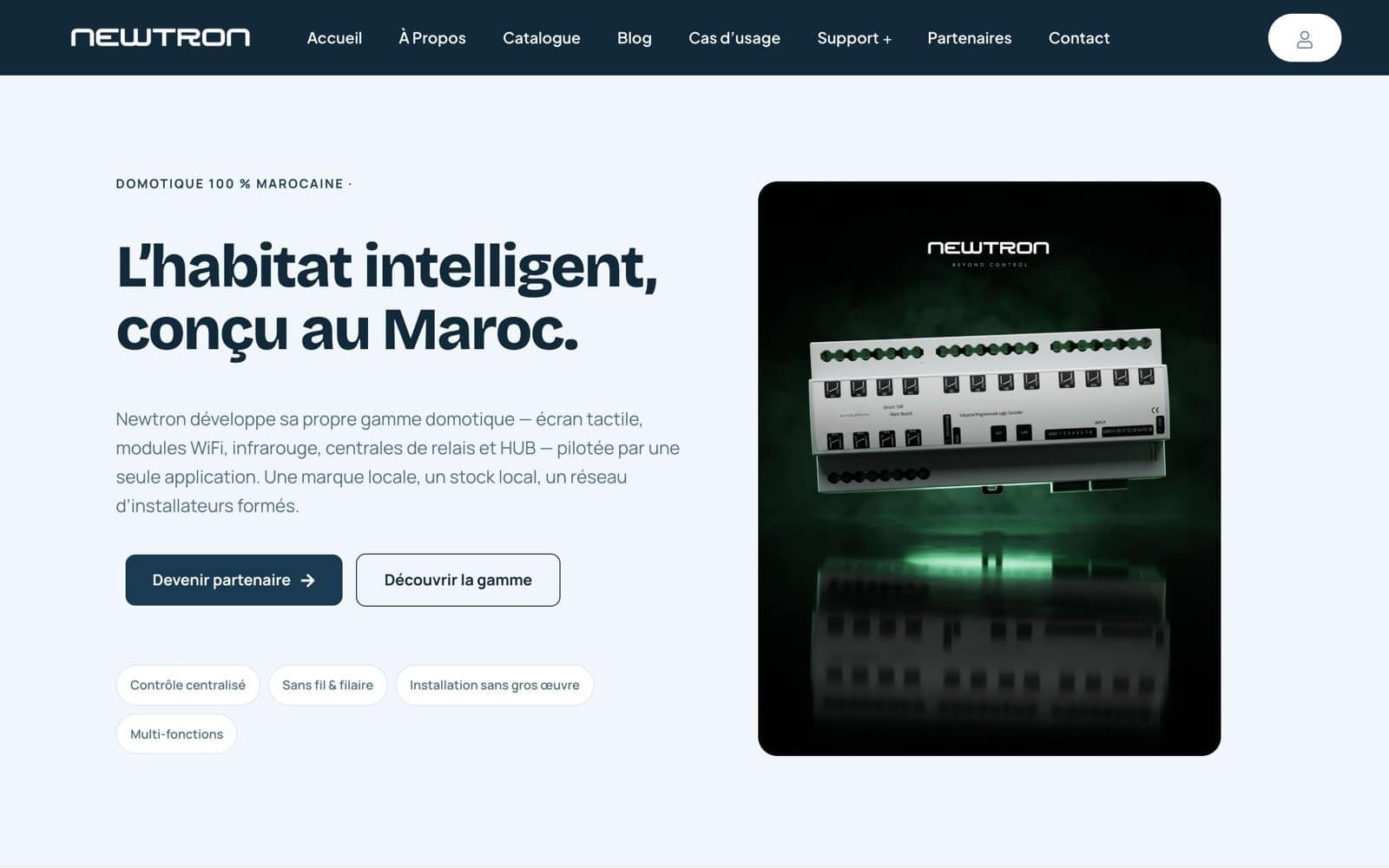 Newtron website on desktop, designed by SkyWeb3 Agency