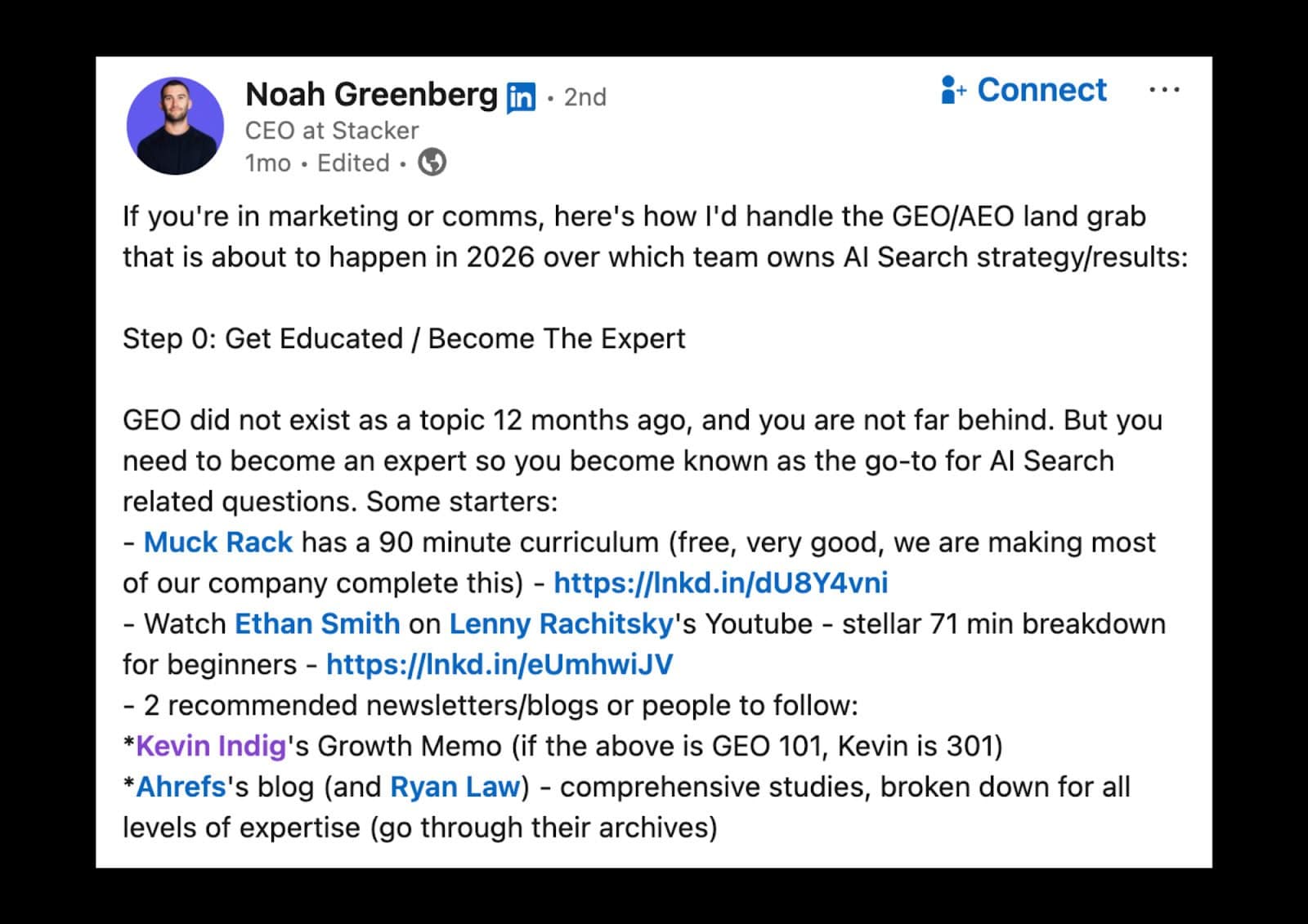 Screenshot from LinkedIn by Kevin Indig, February 2026