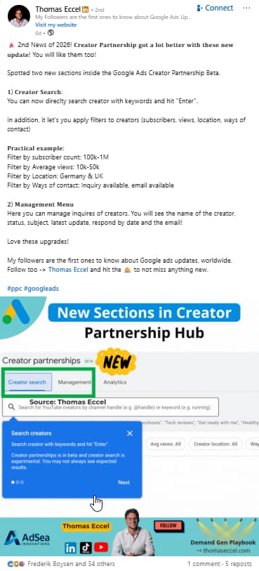 Screenshot by author on LinkedIn, January 2026