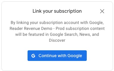 Subscription linking dialog box Subscription linking dialog box