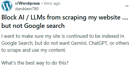 More Sites Blocking LLM Crawling – Could That Backfire On GEO? – Screenshot Of A Reddit Conversation