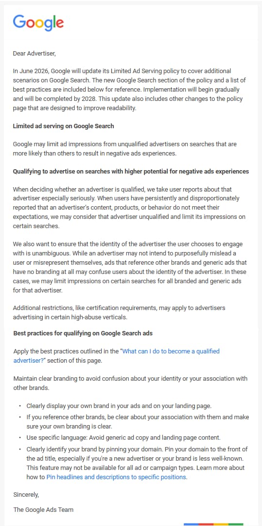 Google’s Limited Ad Serving Update Raises Questions About Advertiser Qualification – What’s Changing In The Limited Ad Servin