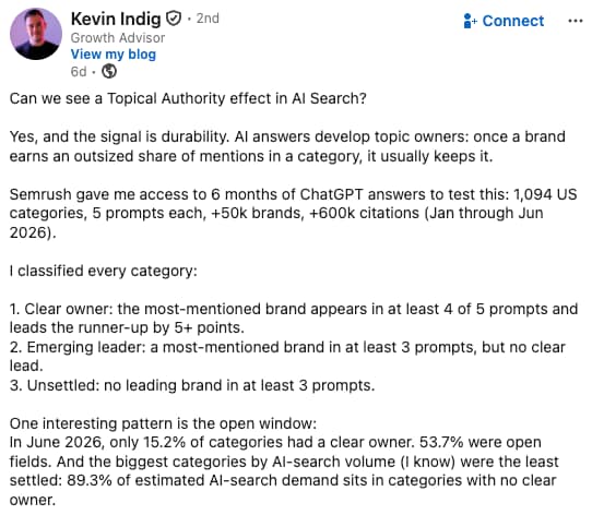 Screenshot from LinkedIn, July 2026