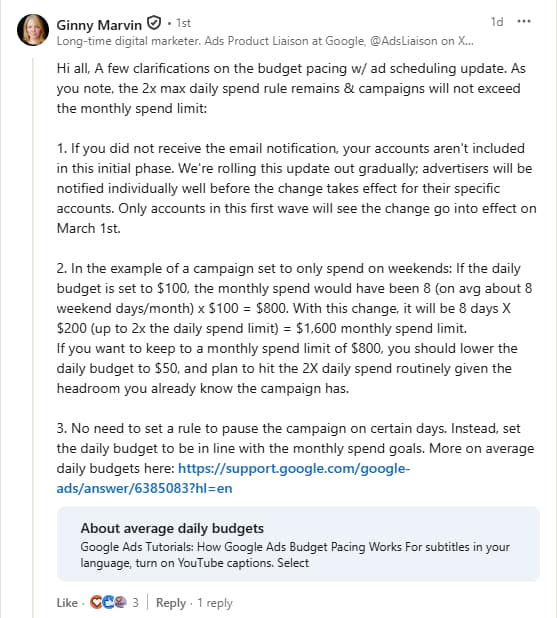 Screenshot from LinkedIn, February 2026