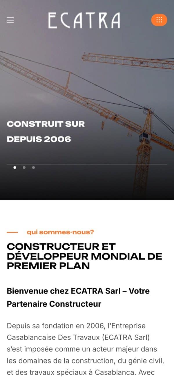 ECATRA website responsive mobile version