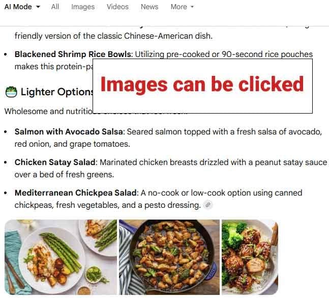 Google Updates AI Recipe Results To Send More Traffic – Screenshot Of AI Mode Images That Can Be Clicked
