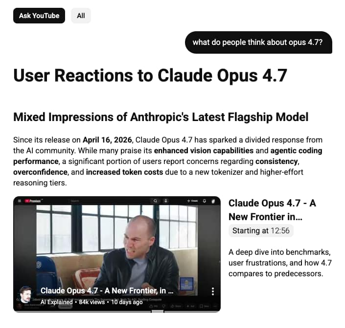 Screenshot from: YouTube, April 2026.