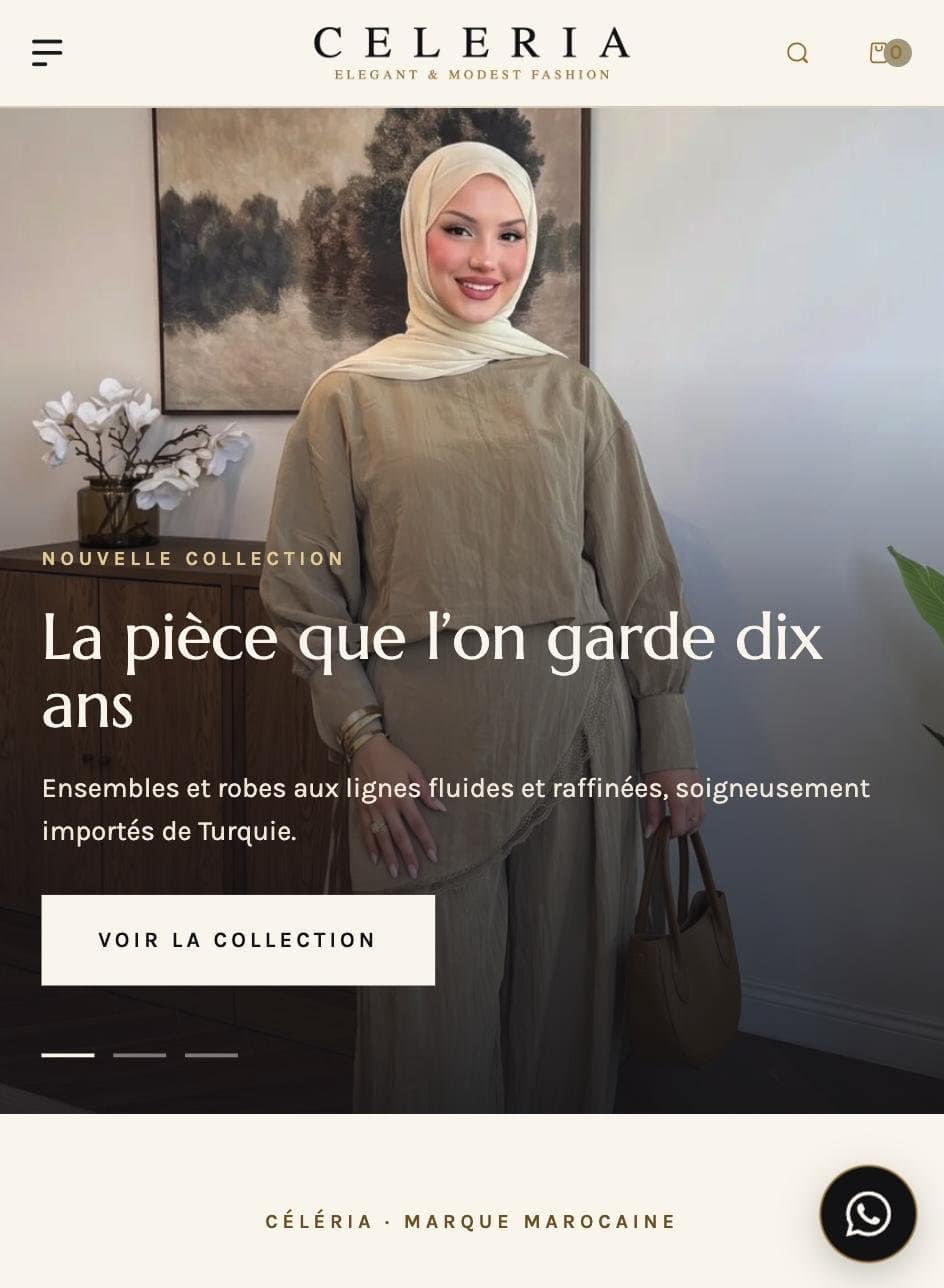 Céléria online store mobile version