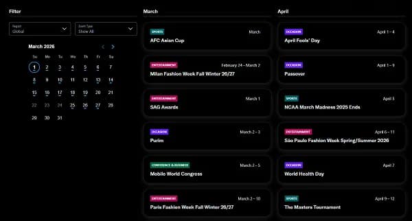 X marketing calendar 2026