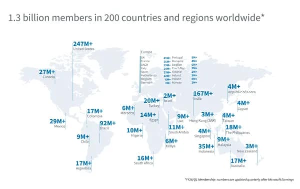 LinkedIn member map - January 2026